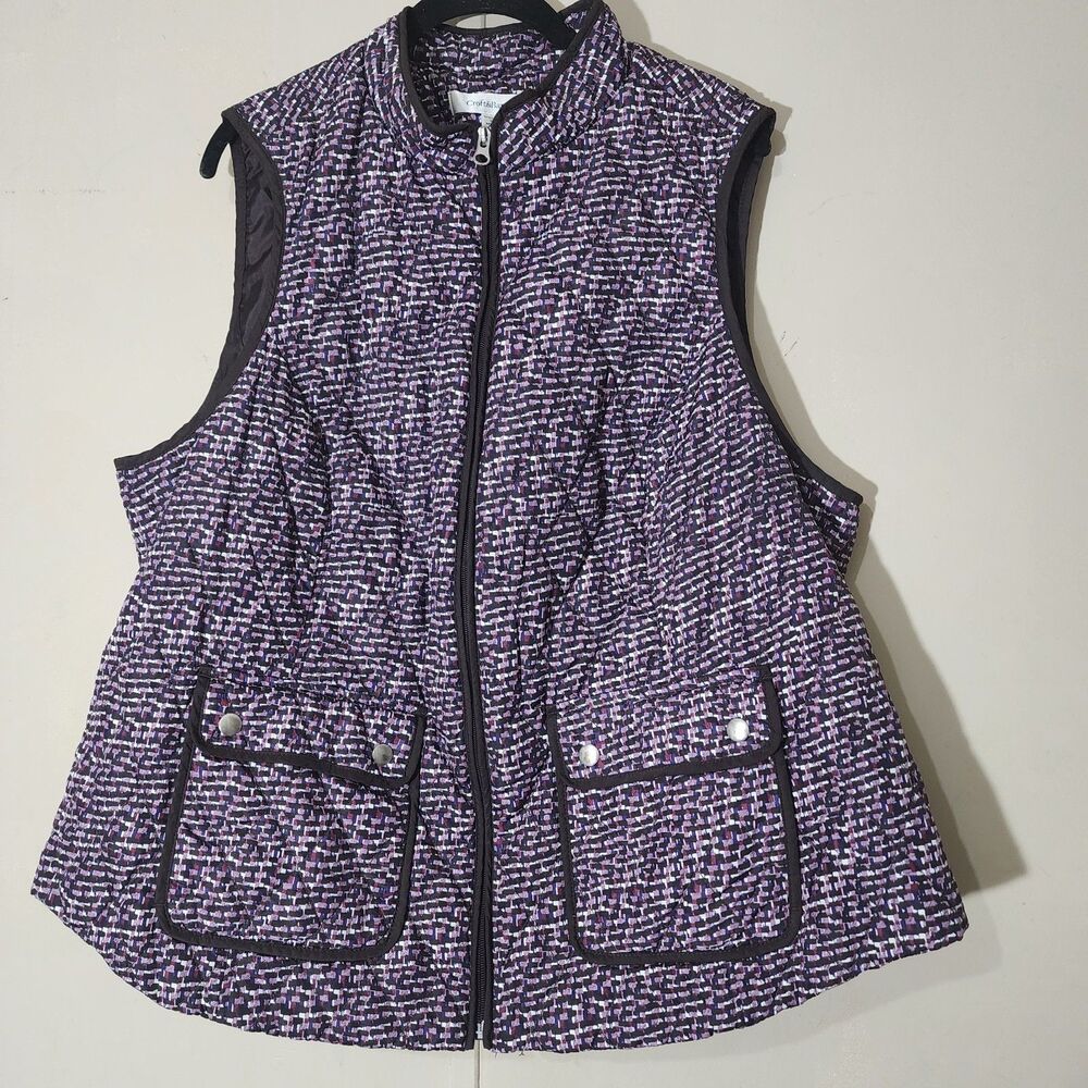 Croft & Barrow Quilted Purple Women's Vest Plus Size 2X